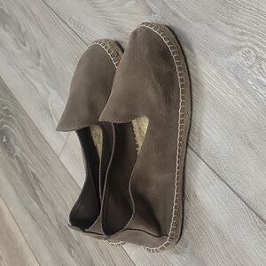 Manebi Brown Suede Flat Espadrilles Hamptons Size 39/8